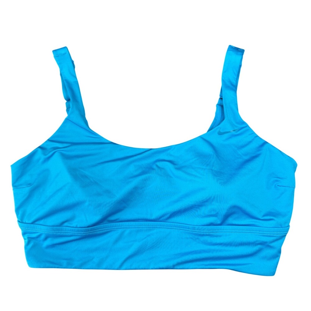Nike Dri-Fit Women XXL Blue Longline Sports Bra Adjustable Straps Medium Support